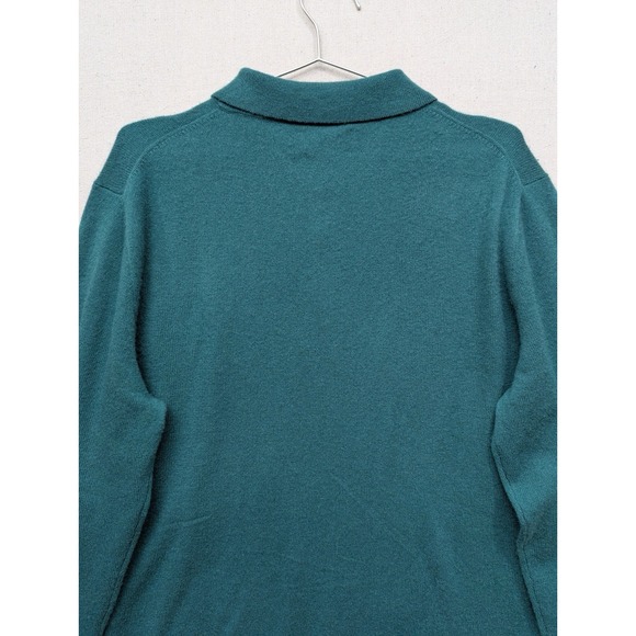 J. Crew 100% Cashmere Polo Shirt Mens Long Sleeve Green Casual Sweater Size L - Picture 7 of 15
